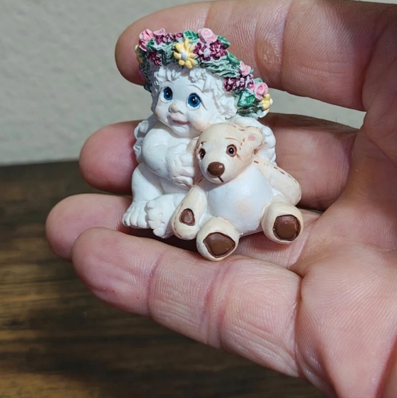 1996 Vintage Dreamsicles Playmates Angel Cherub Holding Teddy Bear Figurine - Picture 3 of 12